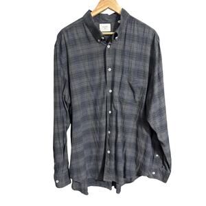 Billy Reid Grayscale Plaid Button-Down Cotton Shirt XXL